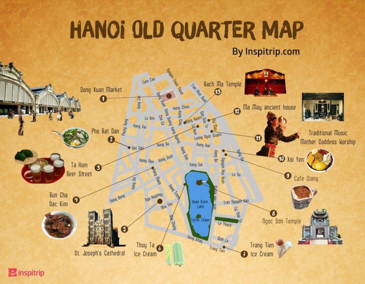 mapa de ruas de hanoi old quarter