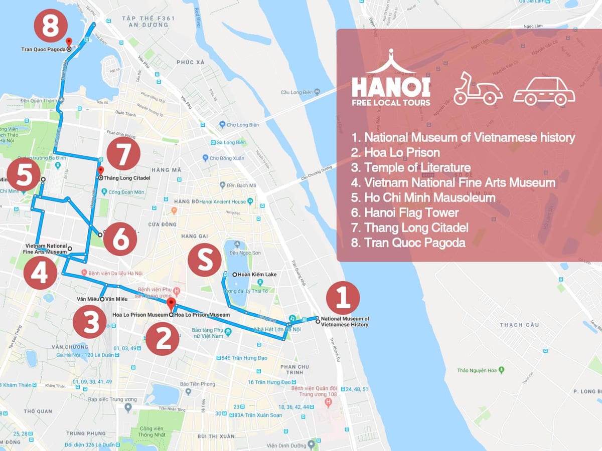 hanói bairro francês passeio a pé mapa