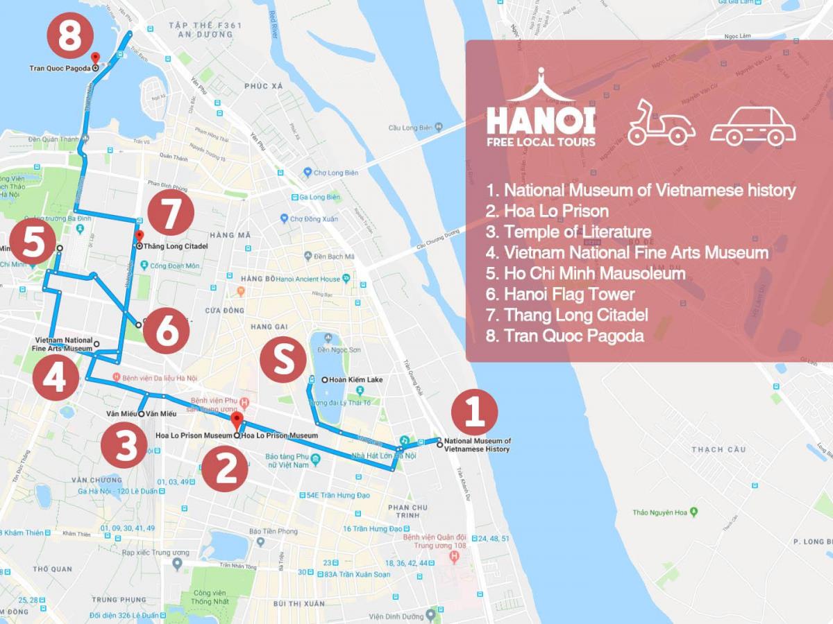 hanói bairro francês passeio a pé mapa