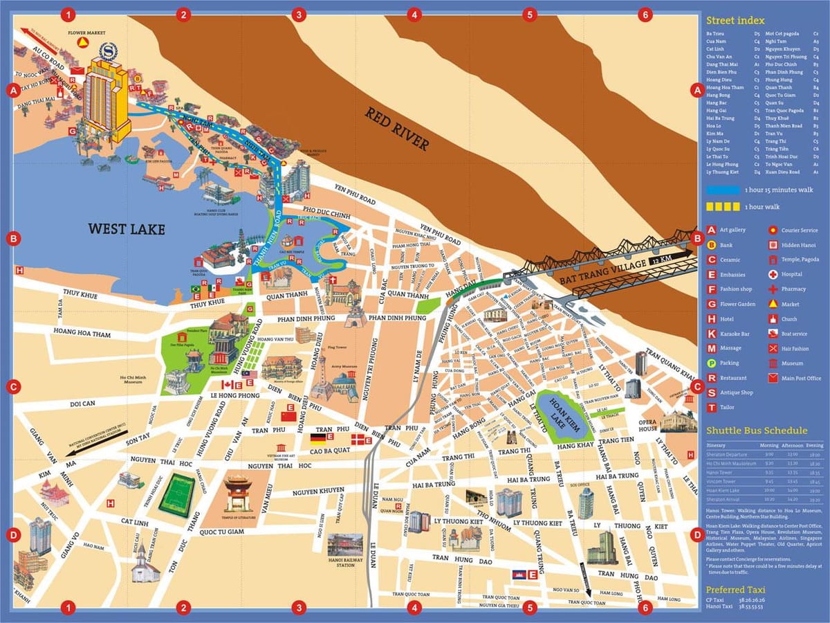 hanói atracções turísticas mapa