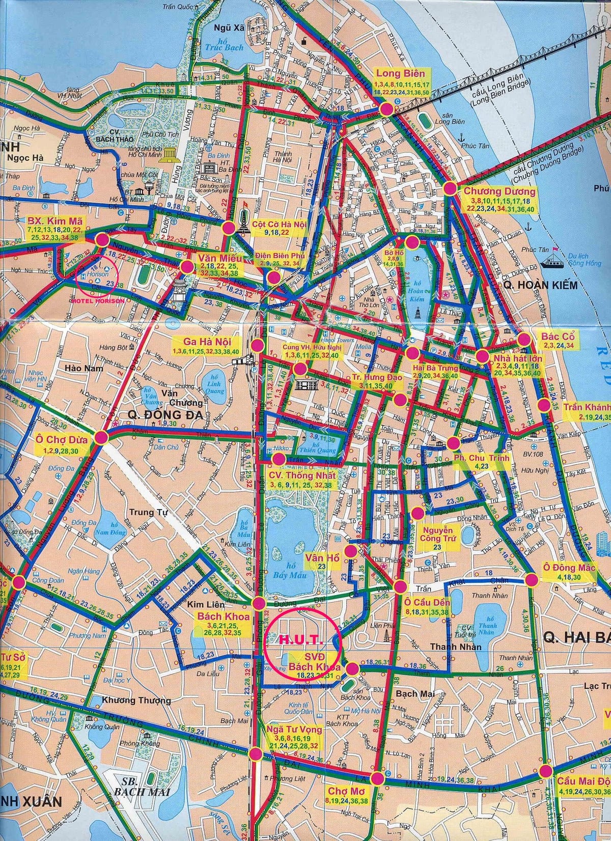 Mapa de hanói autocarro 17 rota