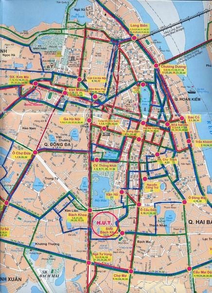 hanói ônibus mapa de rotas