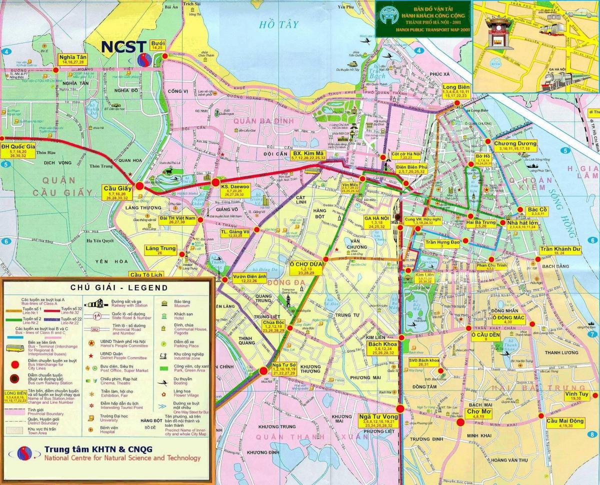 Mapa de hanói transporte público
