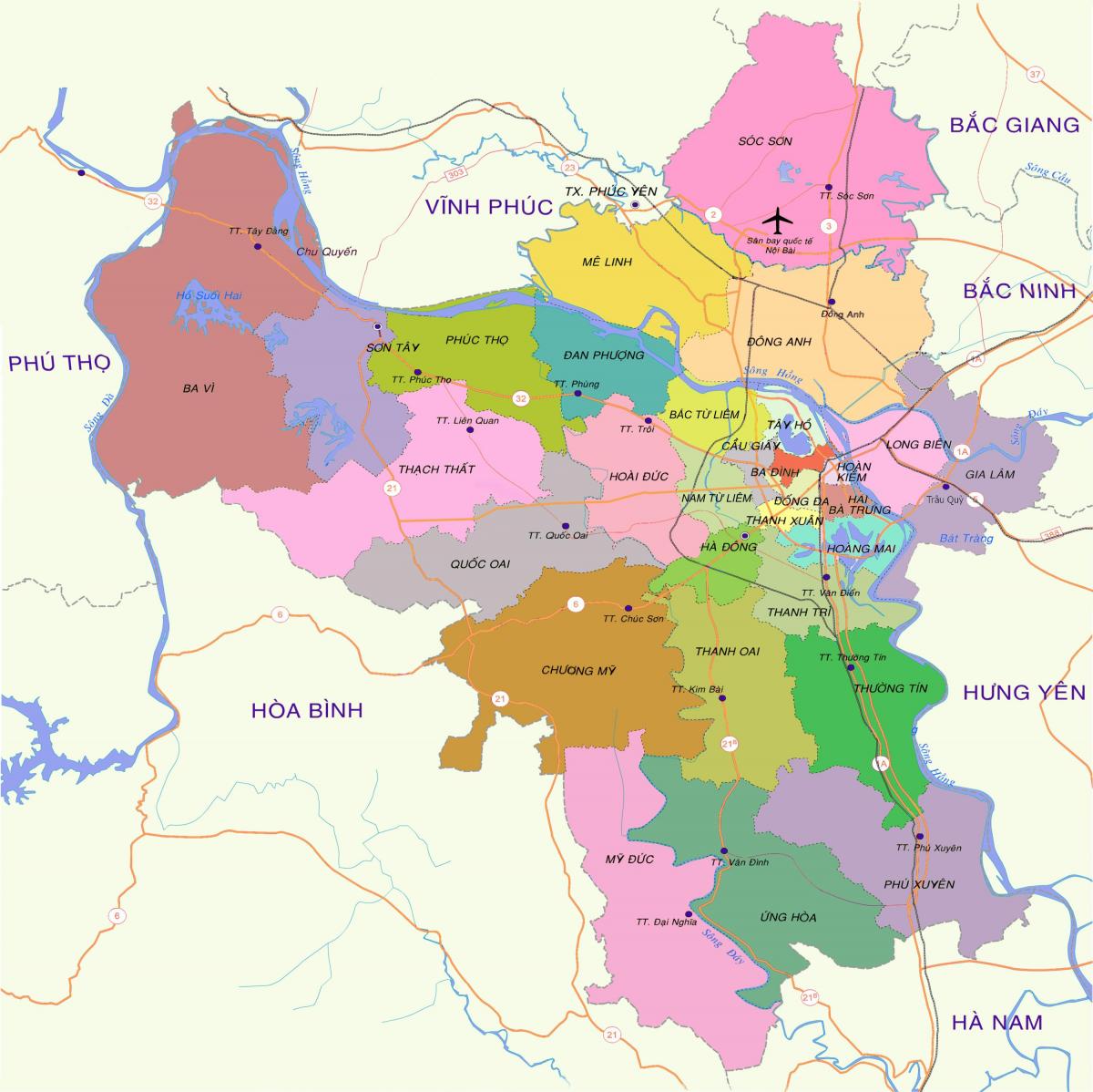 Mapa de hanói distrito