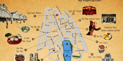 Mapa de ruas de hanoi old quarter